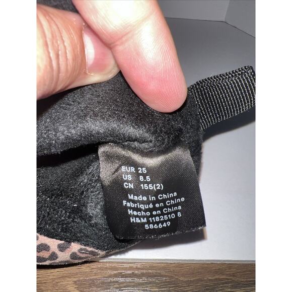 H&M Little Girls 8.5 Warm-lined Boots with Laces Light beige/leopard print - Picture 7 of 7